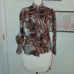 Lucky Brand Paisley Print Button-Up Blouse